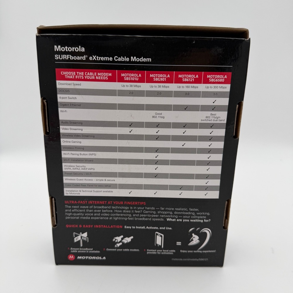 Motorola SURFboard eXtreme Cable Modem SB6121 DOCSIS 3.0 Black - Picture 6 of 8